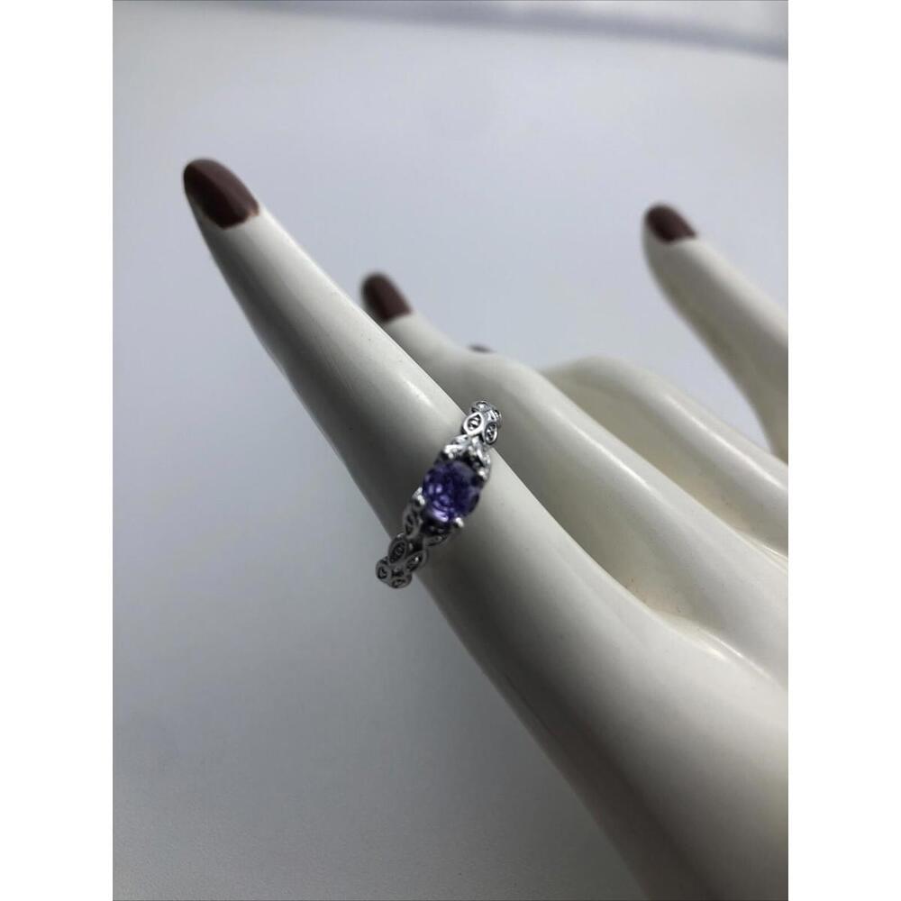Purple Silver Ring Size 6